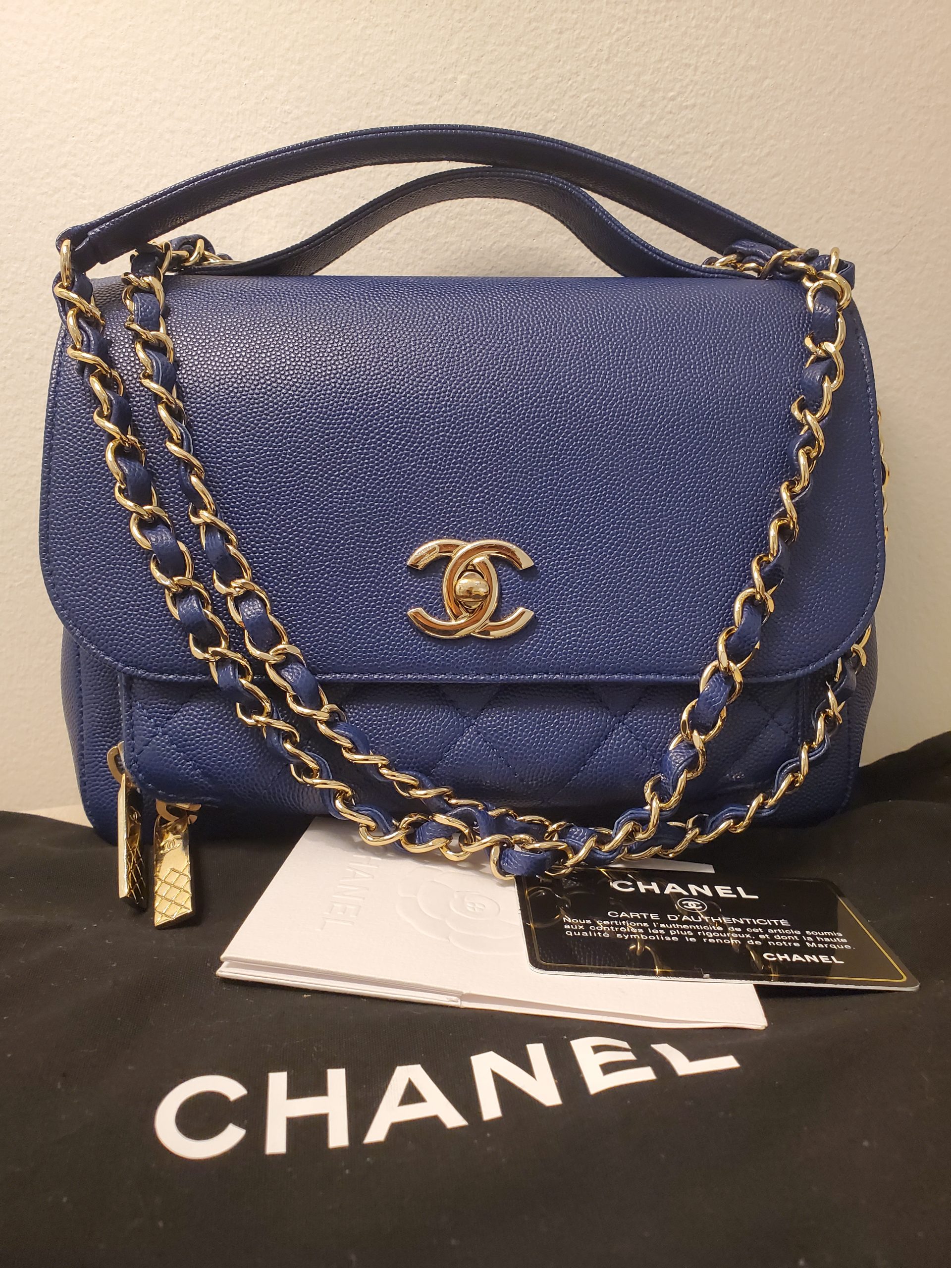 CHANEL Blue Cavier Affinity Business Bag - Yah-bu