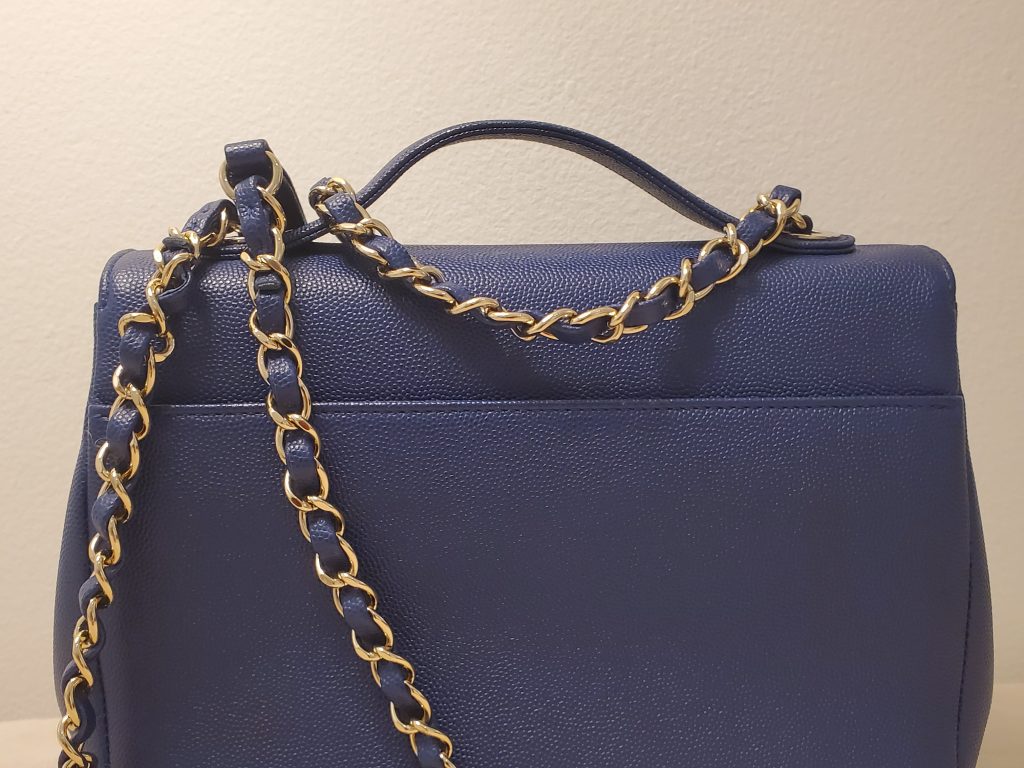Chanel Blue Caviar Quilted Leather Single Flap Chain Shoulder Bag (Authentic