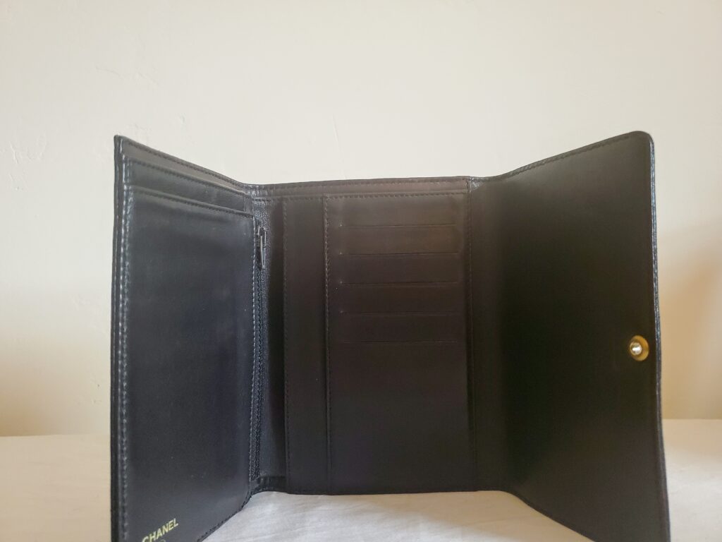 Black Gold Chanel CC Tri-fold Wallet - Yah-bu